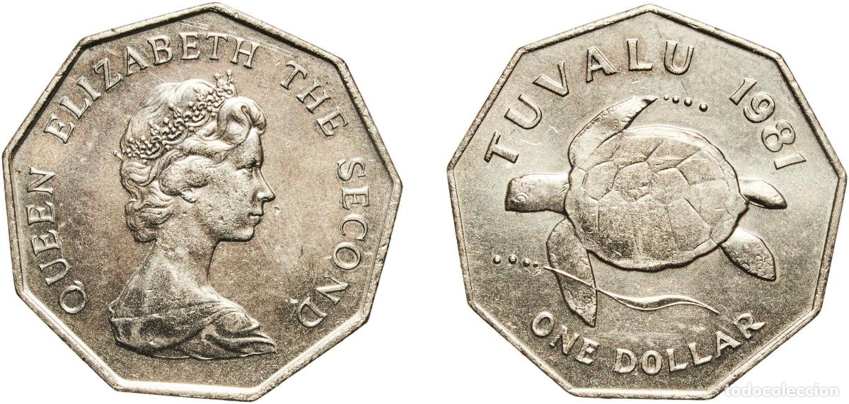 Monedas antiguas de Am&eacute;rica: Tuvalu Constitutional Monarchy 1981 1 Dollar - Elizabeth II (2nd portrait) Copper-nickel (75% Coppe