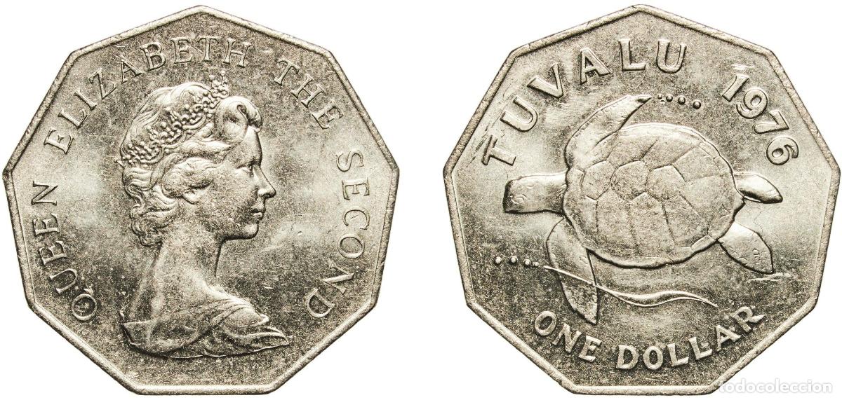 Monedas antiguas de Am&eacute;rica: Tuvalu Constitutional Monarchy 1976 1 Dollar - Elizabeth II (2nd portrait) Copper-nickel (75% Coppe