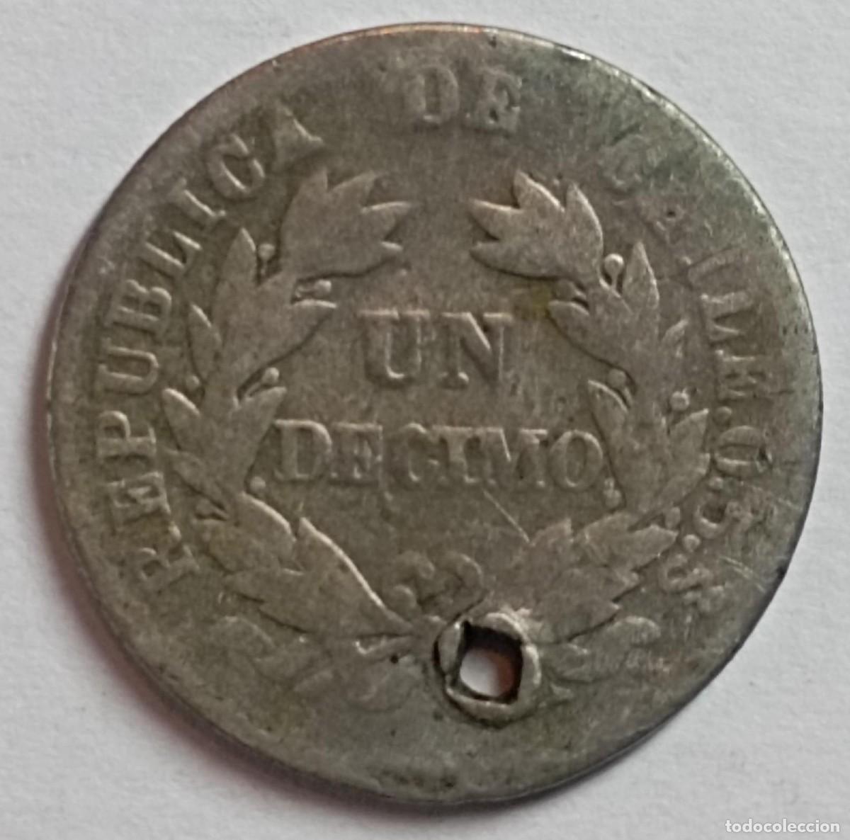 Monedas antiguas de Am&eacute;rica: Moneda de Chile 1 d&eacute;cimo de 1892 de plata - Foto 2