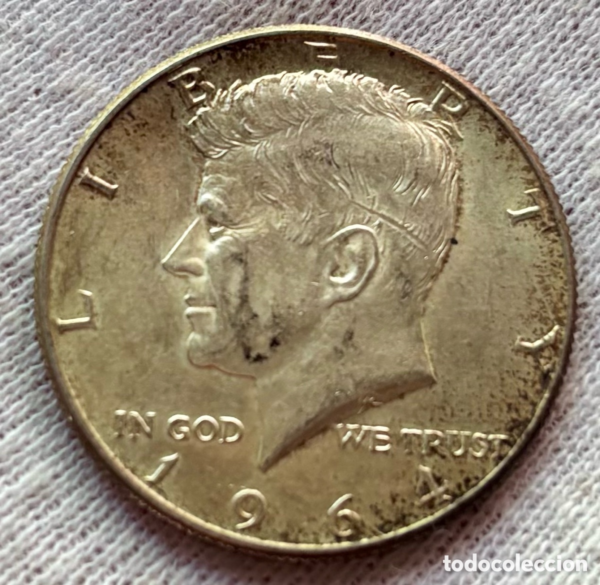 Monedas antiguas de Am&eacute;rica: Moneda PLATA USA 1/2 D&oacute;lar 1964 Kennedy