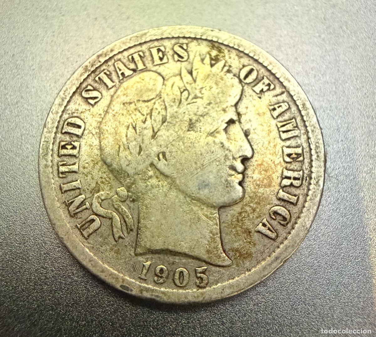 Monedas antiguas de Am&eacute;rica: 1 Dime Barber 1905-S Plata San Francisco 1905-S Barber Dime 90% Silver - USA 10 Cents