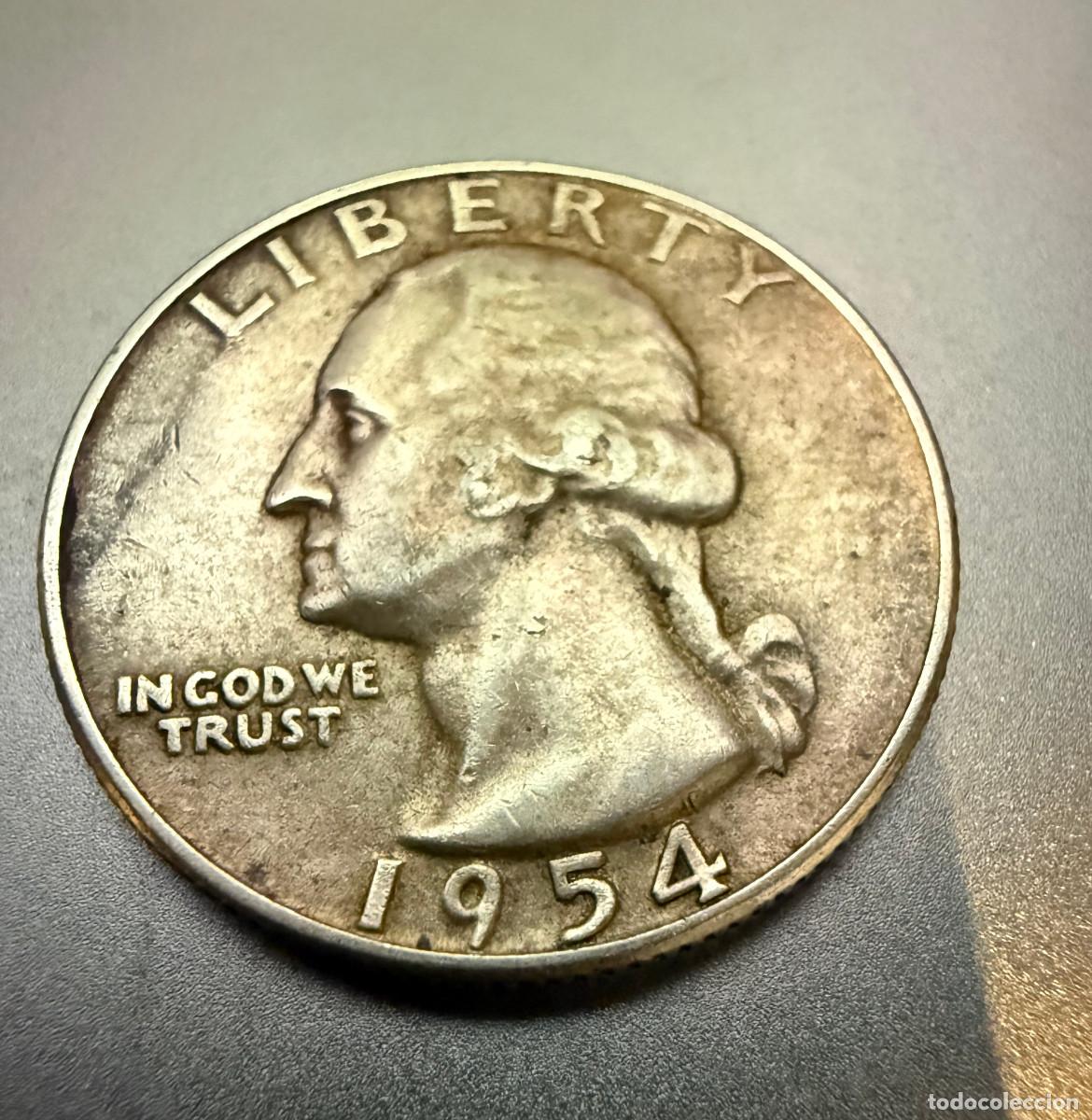 Monedas antiguas de Am&eacute;rica: Plata 1/4 Dolar Washington Quarter 1954-S Washington San Francisco Quarter 90% Silver USA 25 Cent