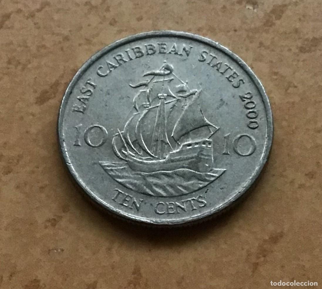 Monedas antiguas de Am&eacute;rica: 10 centavos de East Caribbean States (Estados del caribe Oriental). A&ntilde;o 2000
