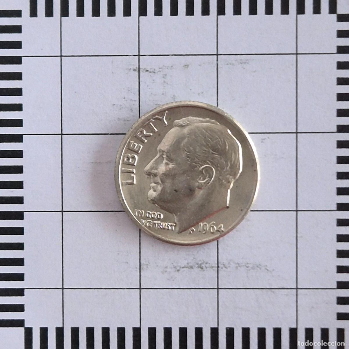 Old Coins of America: 10 CENTAVOS (DIME), ESTADOS UNIDOS. 1964 D. (KM#195).