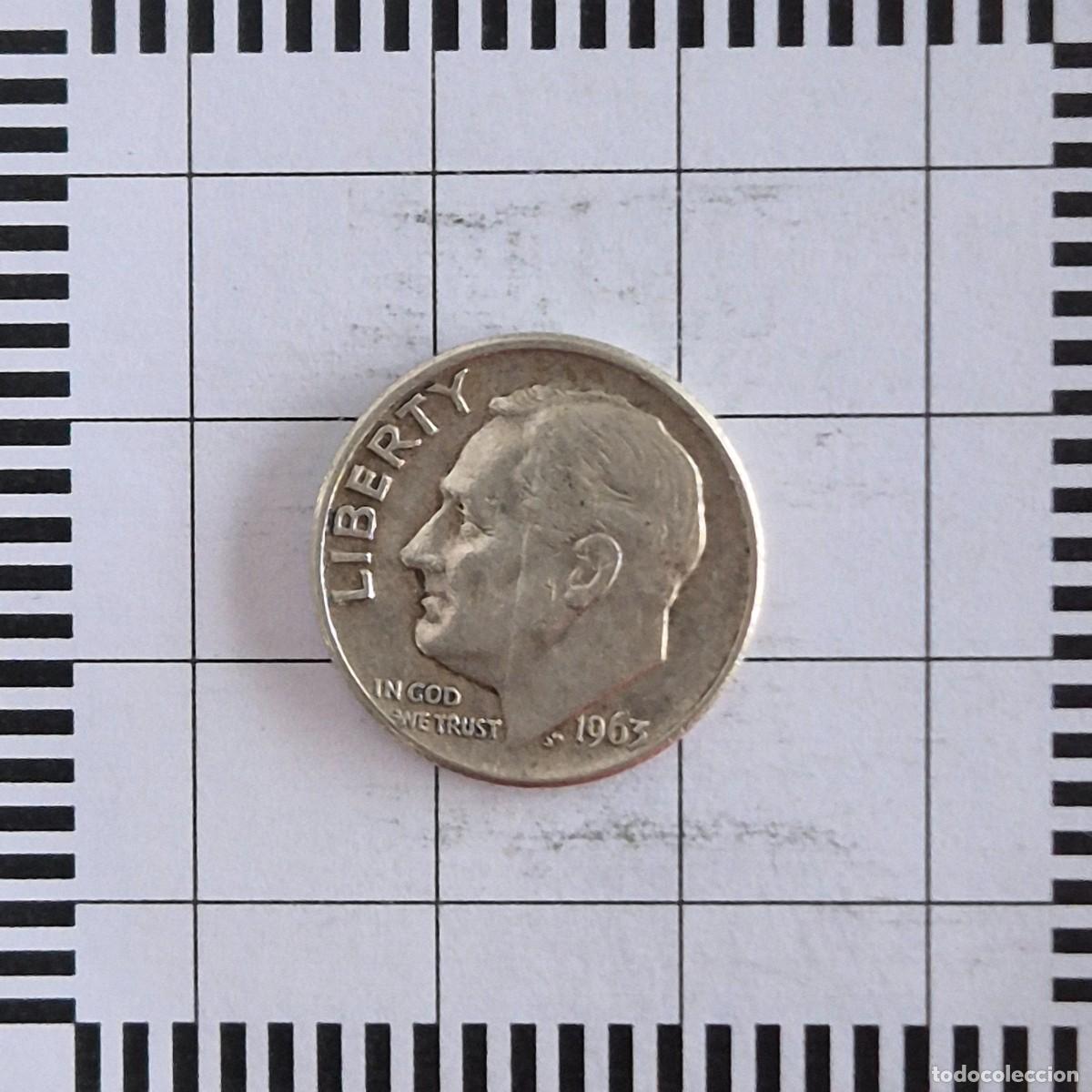 Old Coins of America: 10 CENTAVOS (DIME), ESTADOS UNIDOS. 1963 D. (KM#195).