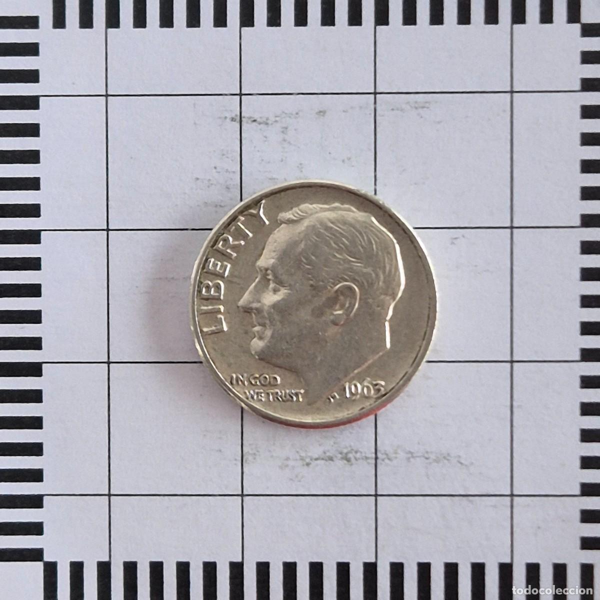 Old Coins of America: 10 CENTAVOS (DIME), ESTADOS UNIDOS. 1963 D. (KM#195).