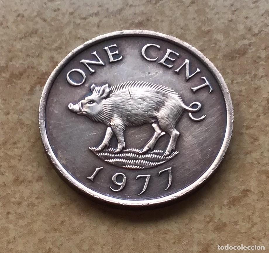 Monedas antiguas de Am&eacute;rica: 1 centavo de Bermuda. A&ntilde;o 1977