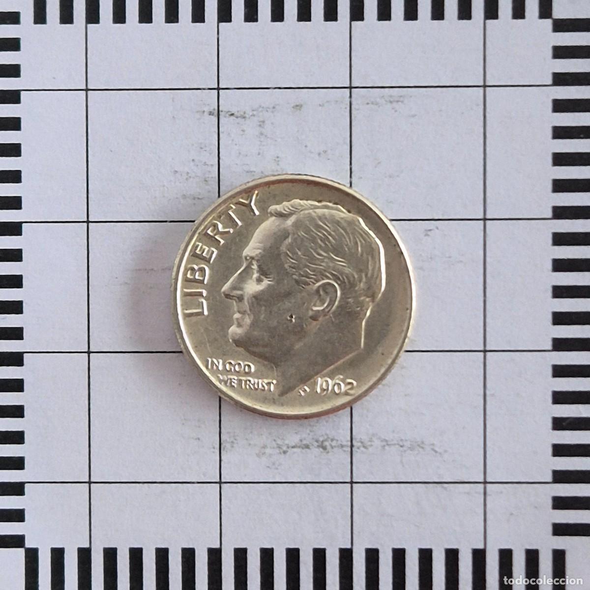 Old Coins of America: 10 CENTAVOS (DIME), ESTADOS UNIDOS. 1962. (KM#195).