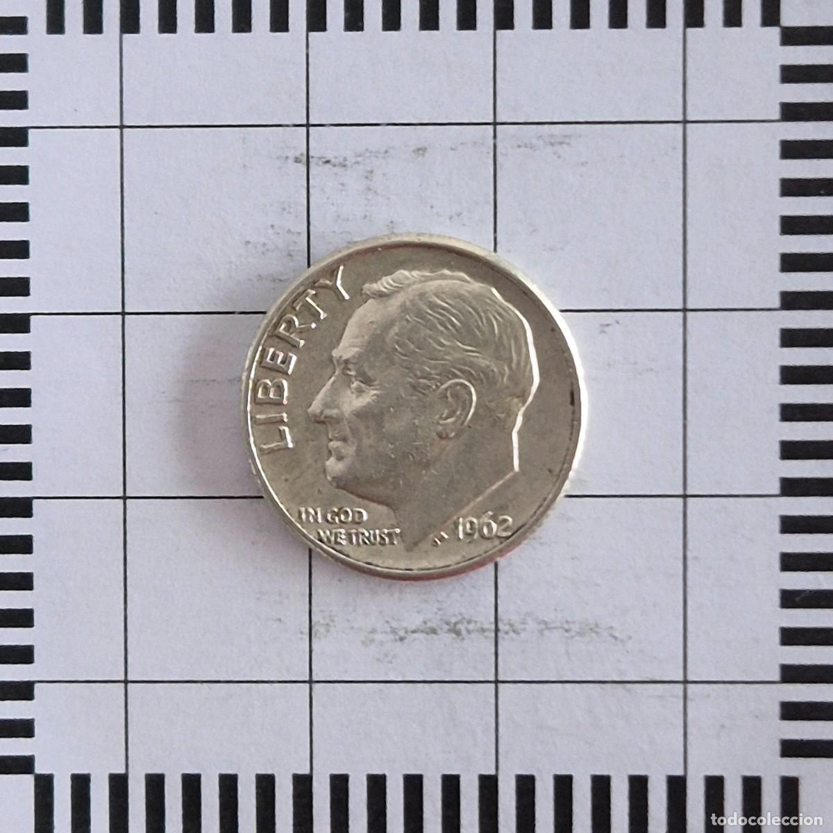 Old Coins of America: 10 CENTAVOS (DIME), ESTADOS UNIDOS. 1962 D. (KM#195).