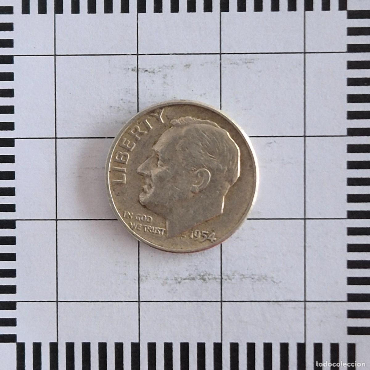 Old Coins of America: 10 CENTAVOS (DIME), ESTADOS UNIDOS. 1954. (KM#195).