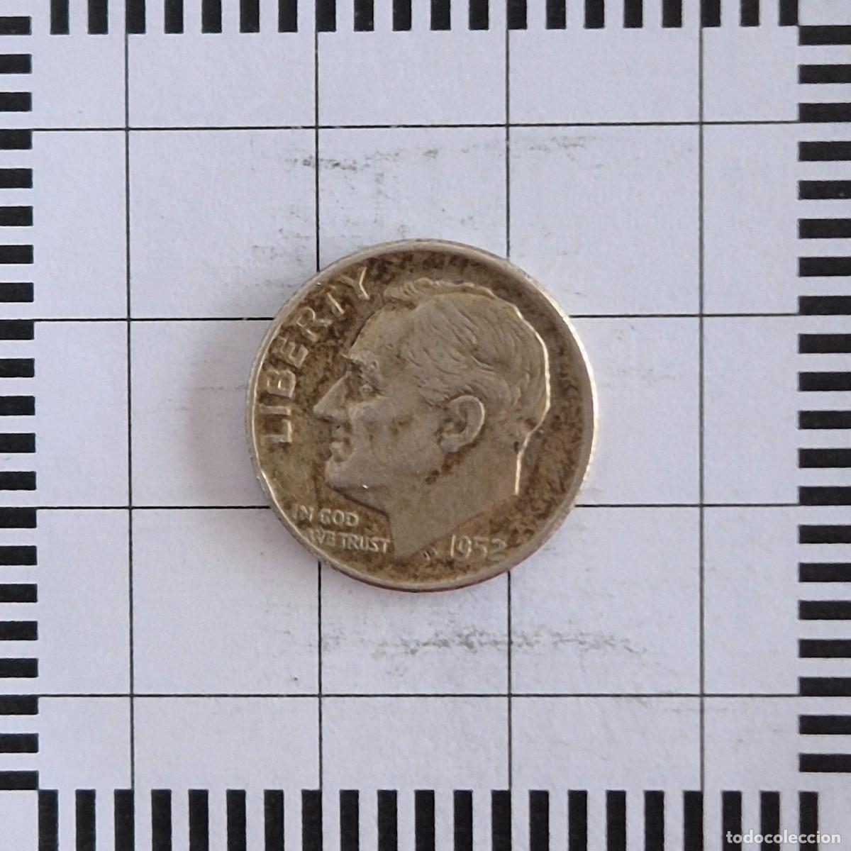 Old Coins of America: 10 CENTAVOS (DIME), ESTADOS UNIDOS. 1952 D. (KM#195).