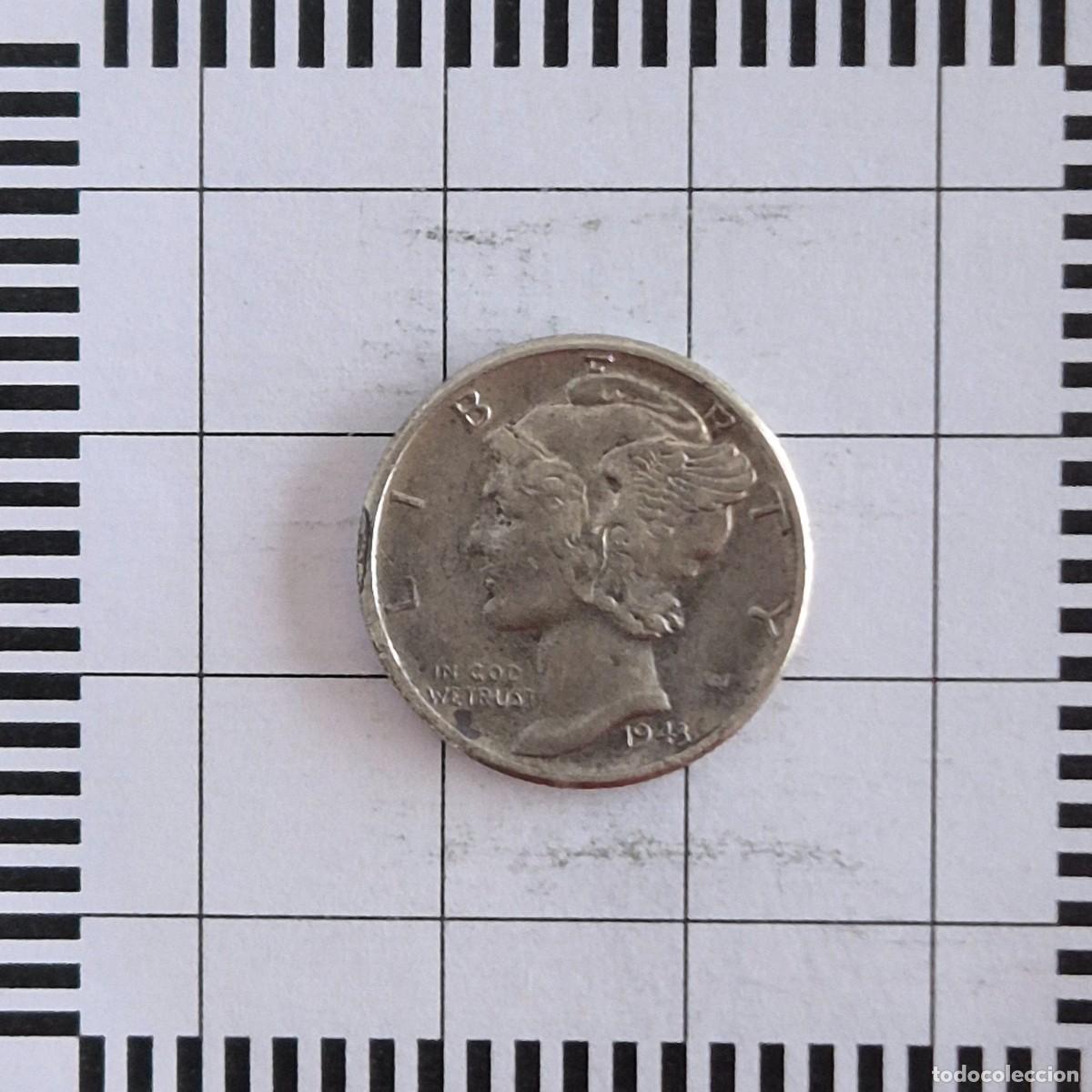 Old Coins of America: 10 CENTAVOS (DIME), ESTADOS UNIDOS. 1943. (KM#140).