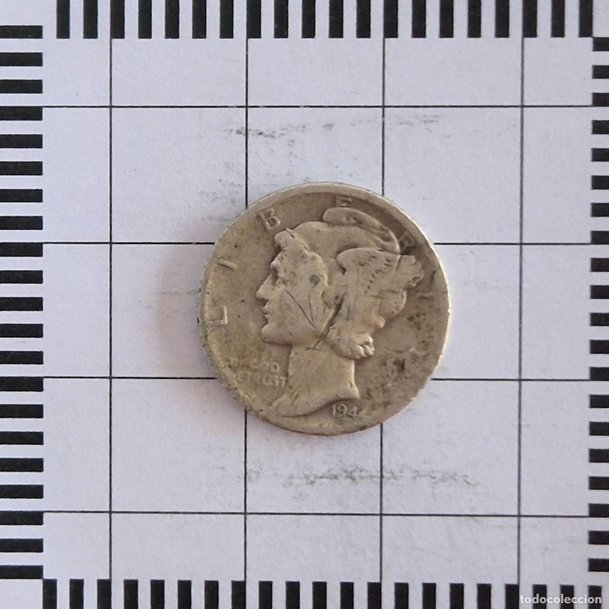 Old Coins of America: 10 CENTAVOS (DIME), ESTADOS UNIDOS. 1944 S. (KM#140).