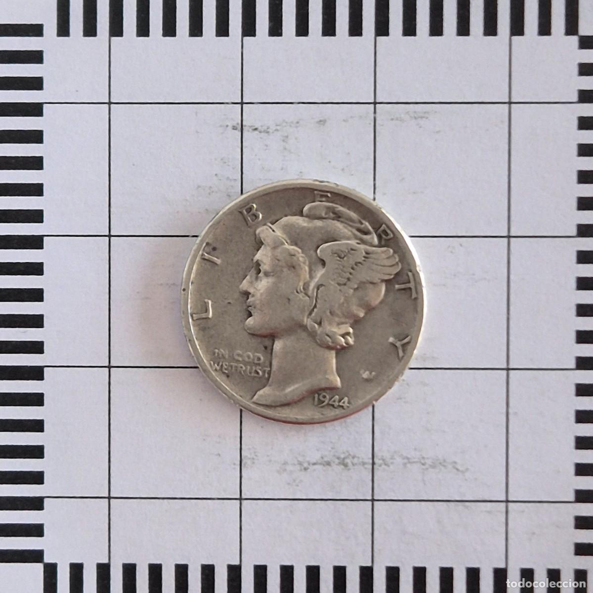 Old Coins of America: 10 CENTAVOS (DIME), ESTADOS UNIDOS. 1944. (KM#140).