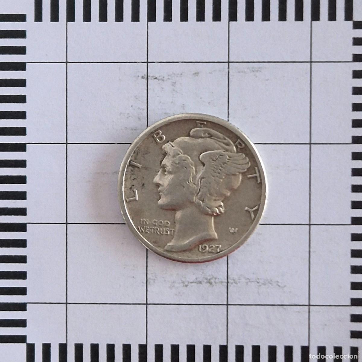 Old Coins of America: 10 CENTAVOS (DIME), ESTADOS UNIDOS. 1927. (KM#140).