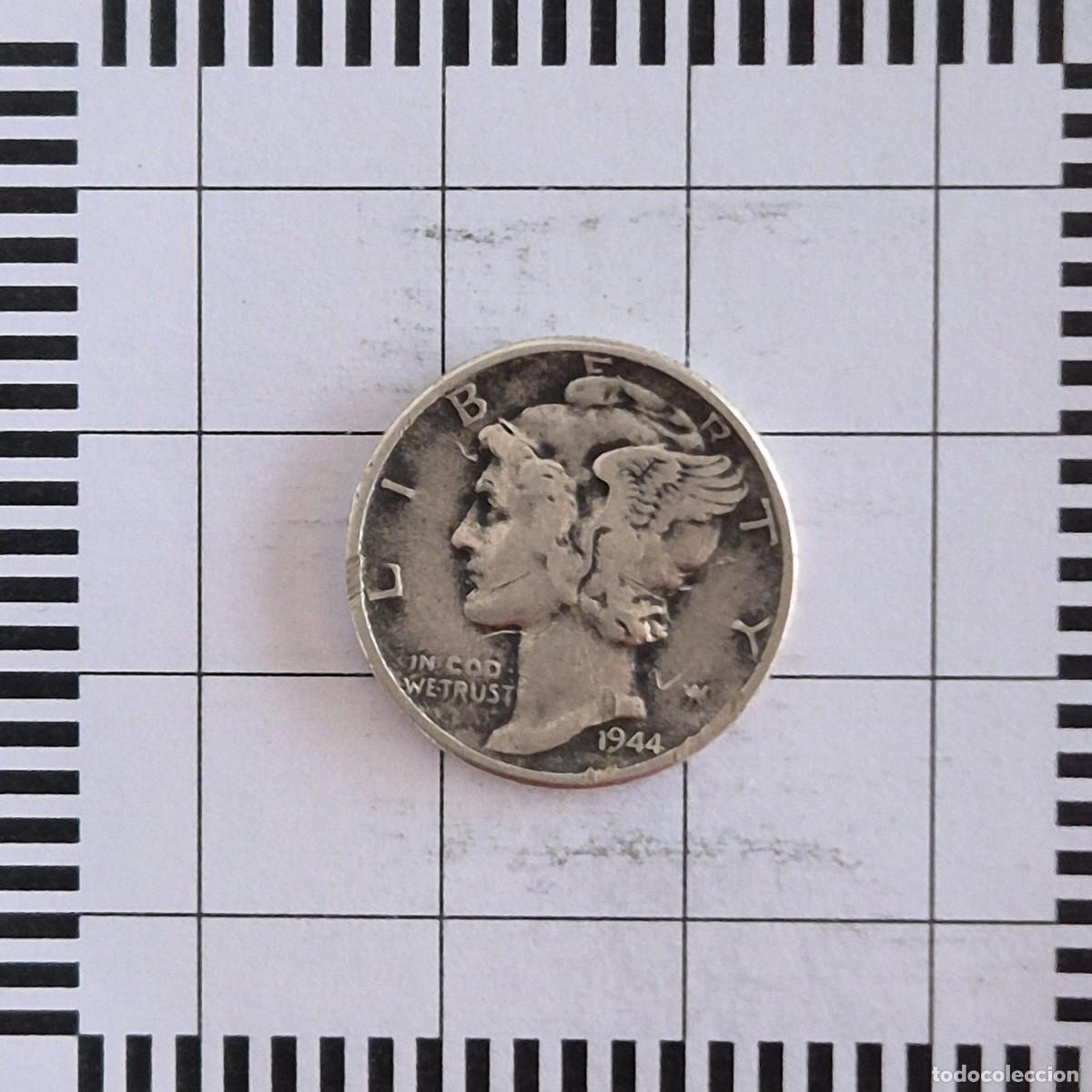 Old Coins of America: 10 CENTAVOS (DIME), ESTADOS UNIDOS. 1944. (KM#140).