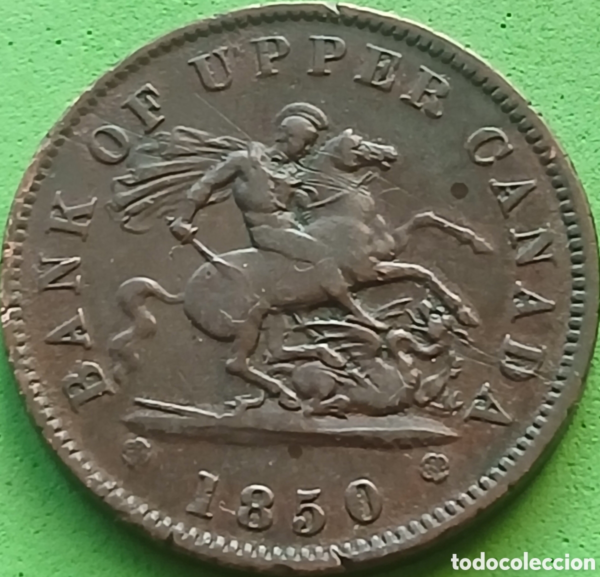 Monedas antiguas de Am&eacute;rica: Canad&aacute; 1 penique 1850 , Banco del Alto Canad&aacute; km#In3
