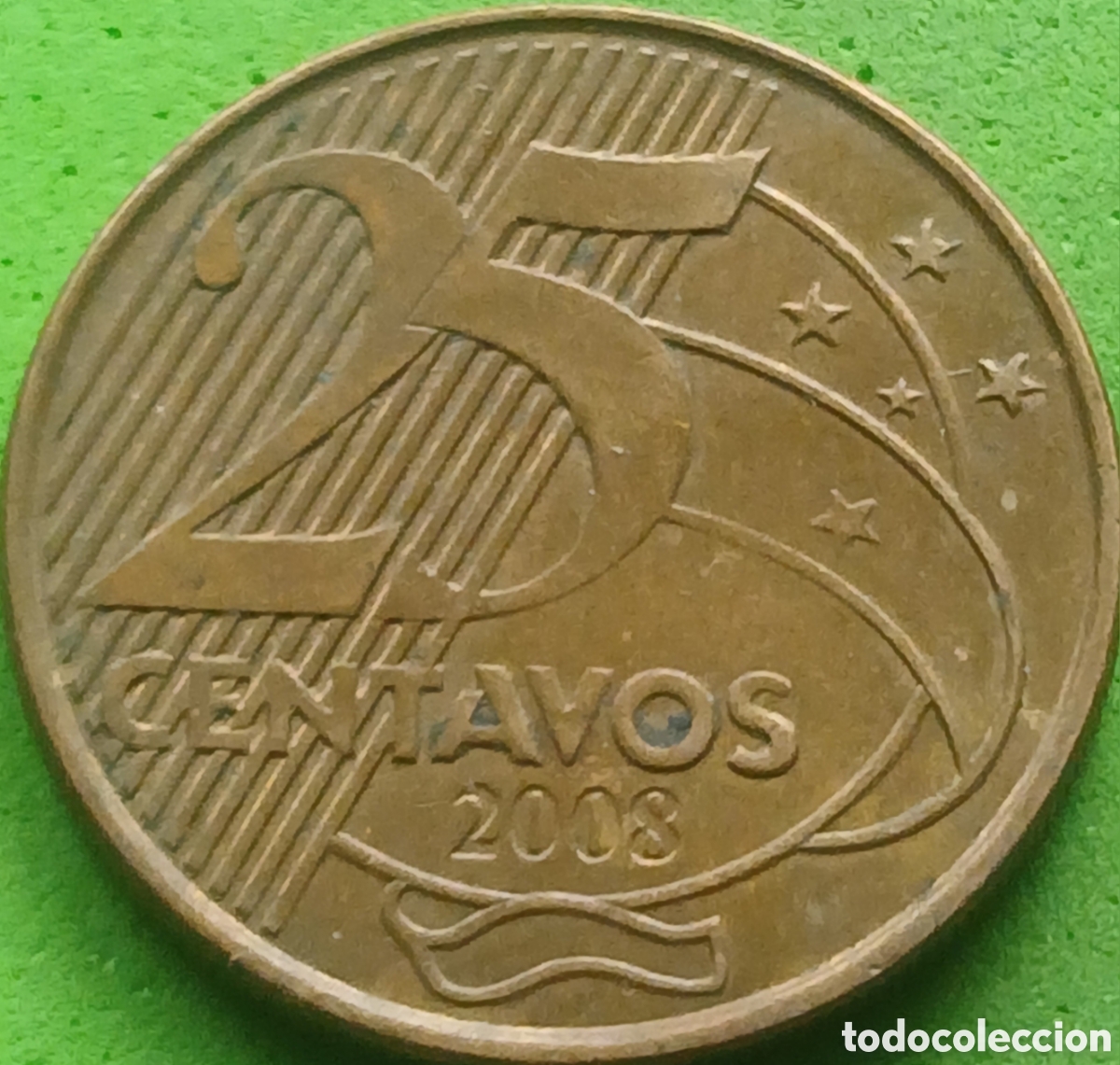 Monedas antiguas de Am&eacute;rica: Brasil 25 centavos 2008 km#650