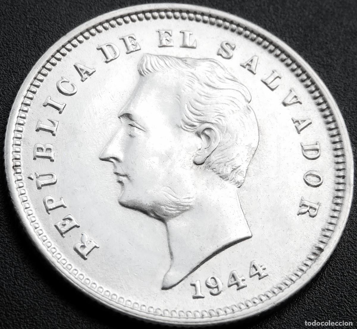 Alte M&uuml;nzen aus Amerika: EL SALVADOR 25 CENTAVOS 1944. PLATA SIN CIRCULAR