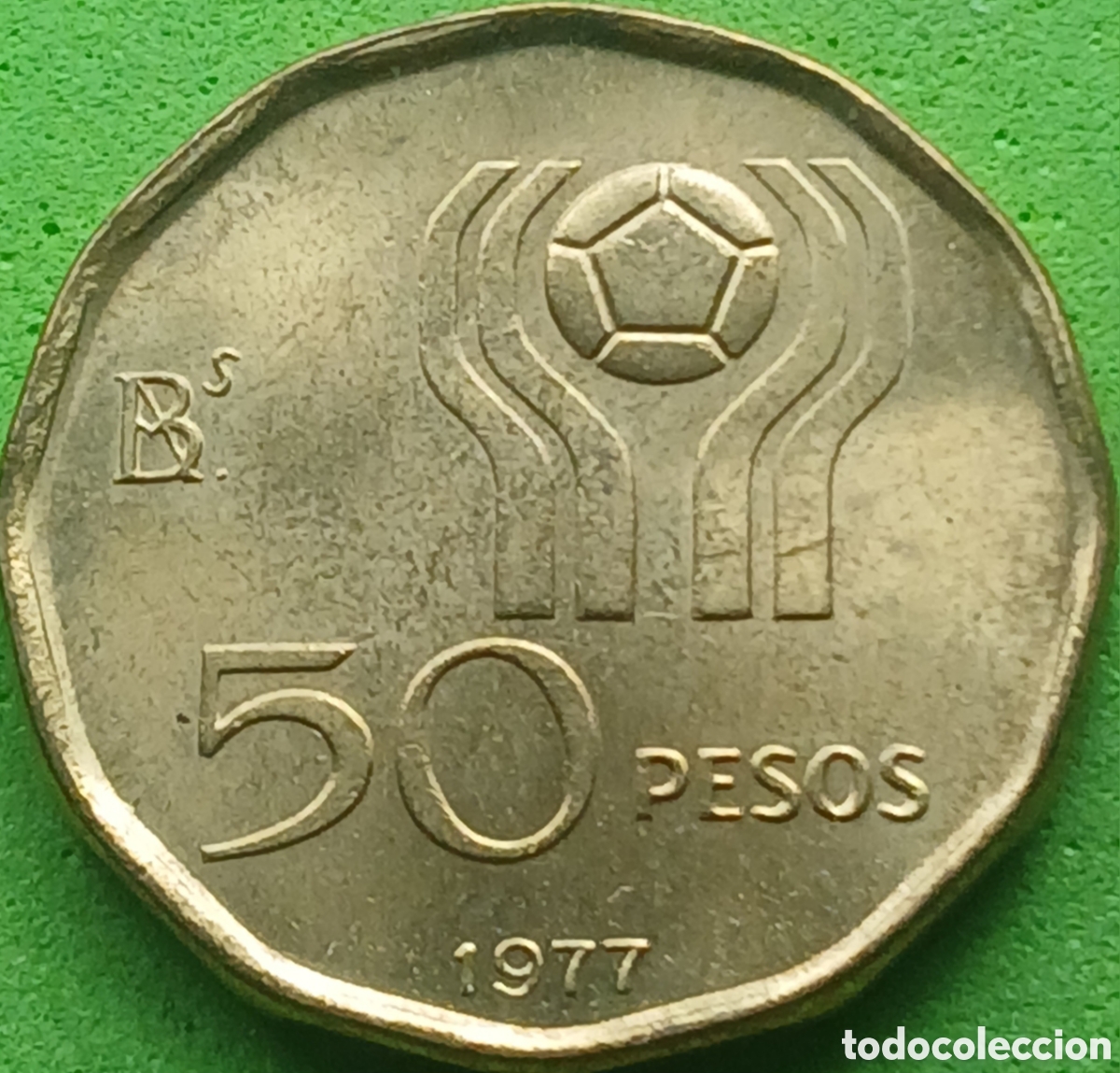 Monedas antiguas de Am&eacute;rica: Argentina 50 pesos 1977 km#76 Copa Mundial de la FIFA