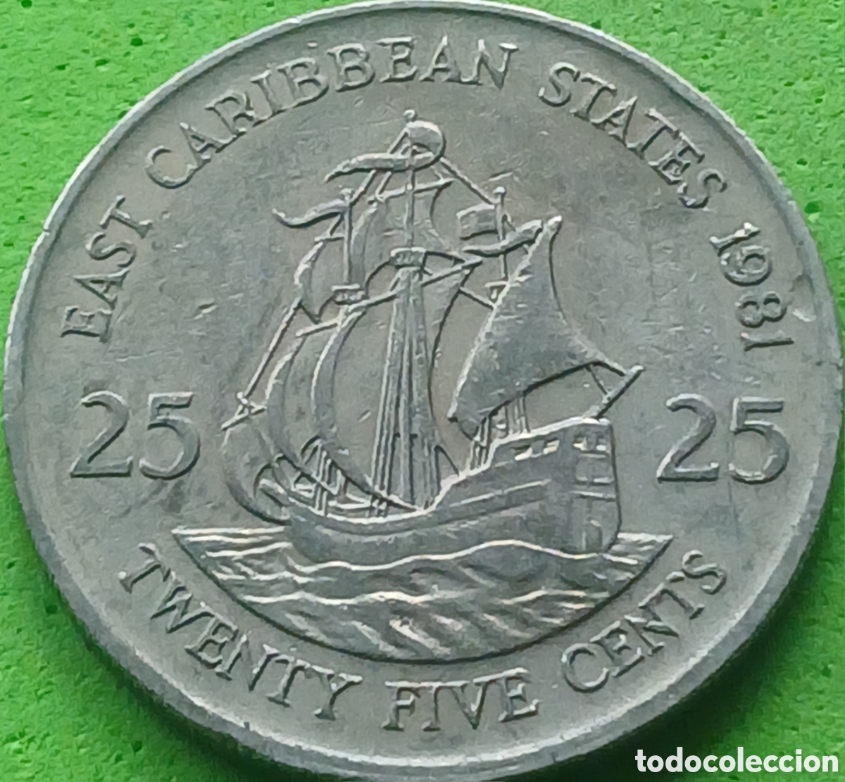 Monedas antiguas de Am&eacute;rica: Estados del Caraibe Oriental 25 cents 1981 km#14