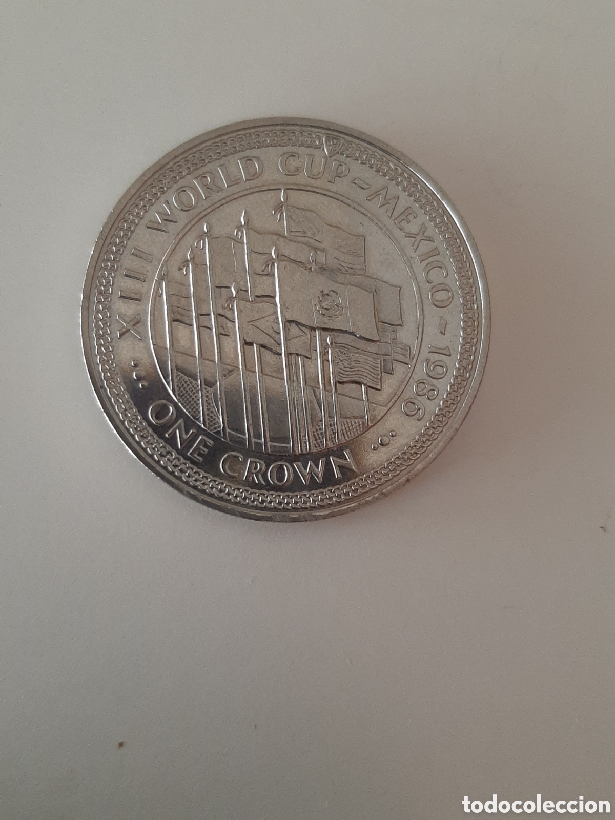 Monedas antiguas de Am&eacute;rica: ISLE DE MAN 1 CORONA 1986 XIII CAMPEONATO DE FUTBOL DE MEXICO ACU&Ntilde;ACION PROF.