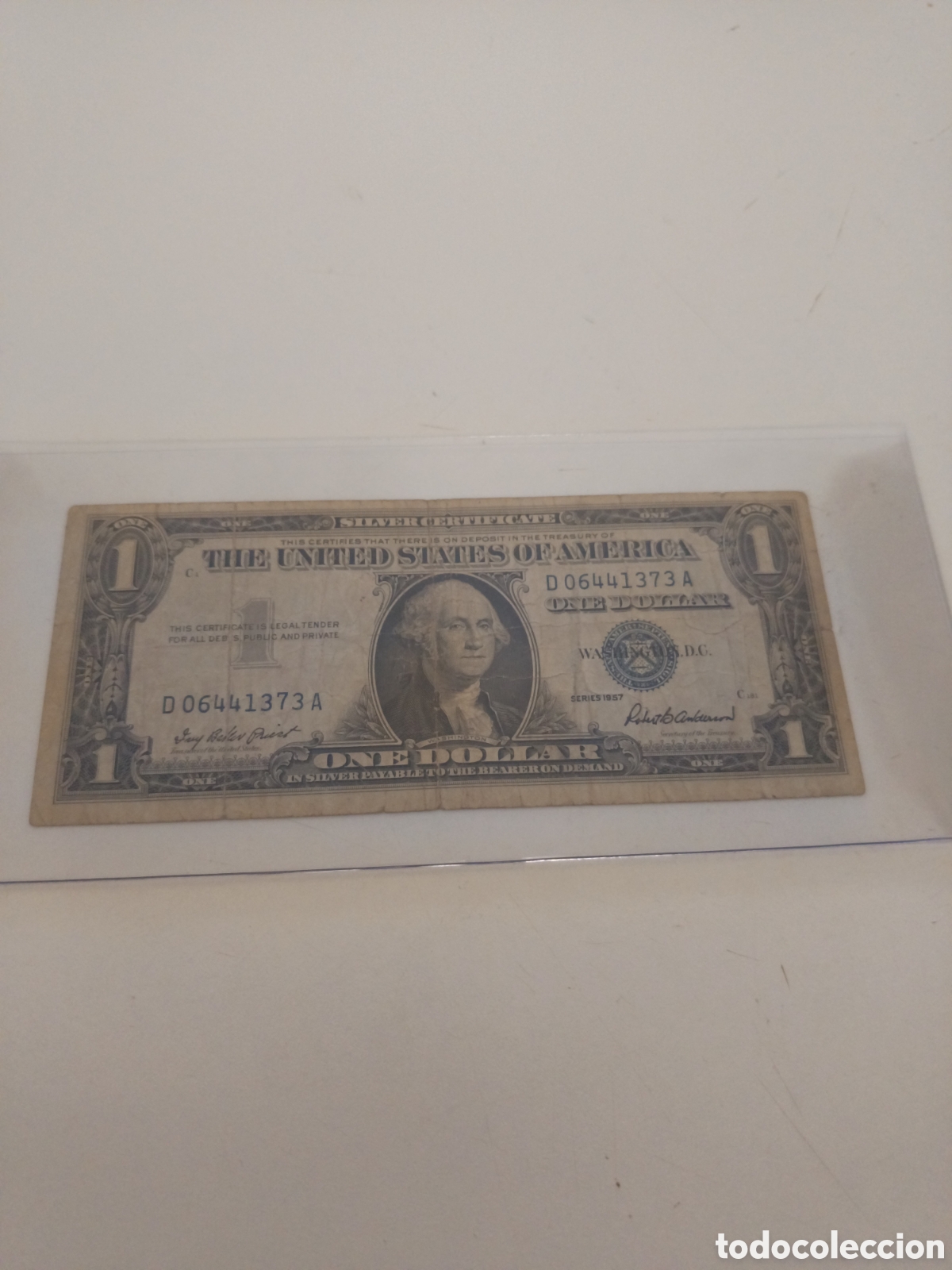 Monedas antiguas de Am&eacute;rica: Billete 1 Dolar Certificado de Plata. Sello Azul a&ntilde;o 1957