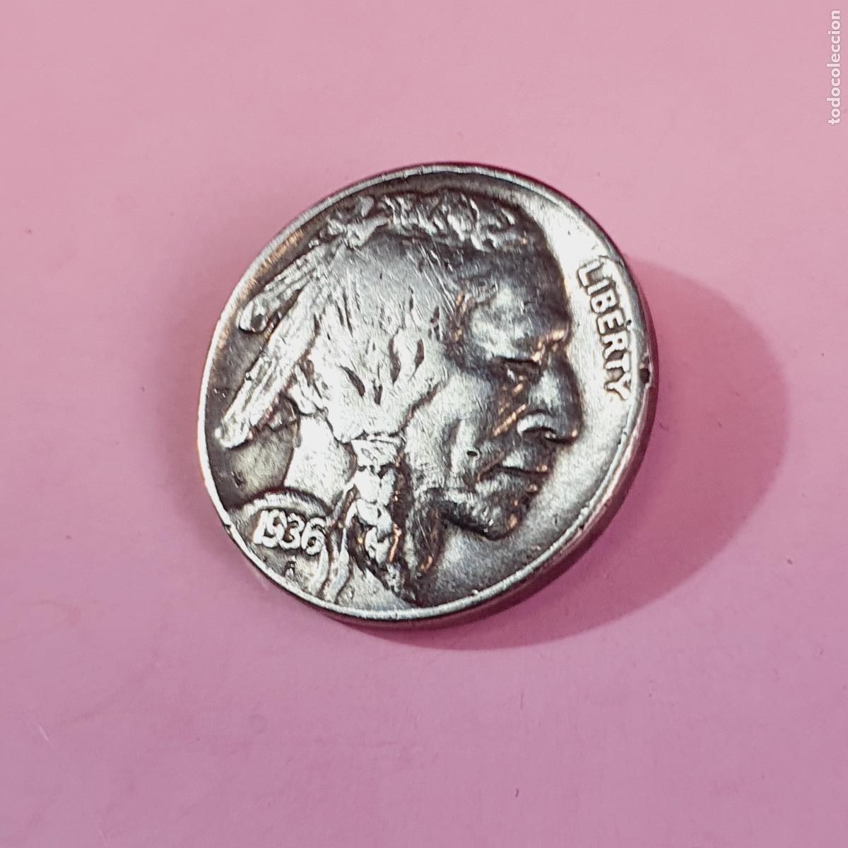 Monedas antiguas de Am&eacute;rica: MNEDA-U.S.A-FIVE VENTS-1936-CONOCDAPORBUFFALO NICKEL DE 1936-BUEN ESTADO GENERAL.