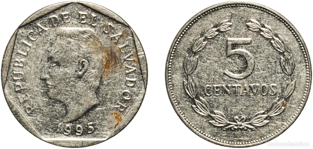 Monedas antiguas de Am&eacute;rica: El Salvador Republic 1995 5 Centavos Nickel clad steel Sherritt Mint 2g XF KM 154b Sch&ouml;n 44a
