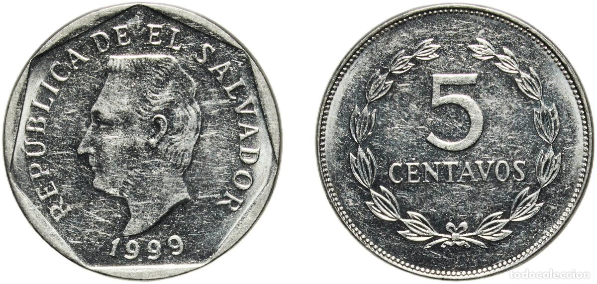 Monedas antiguas de Am&eacute;rica: El Salvador Republic 1999 5 Centavos Stainless steel VDM Metals / Vereinigte Deutsche Metallwerke M