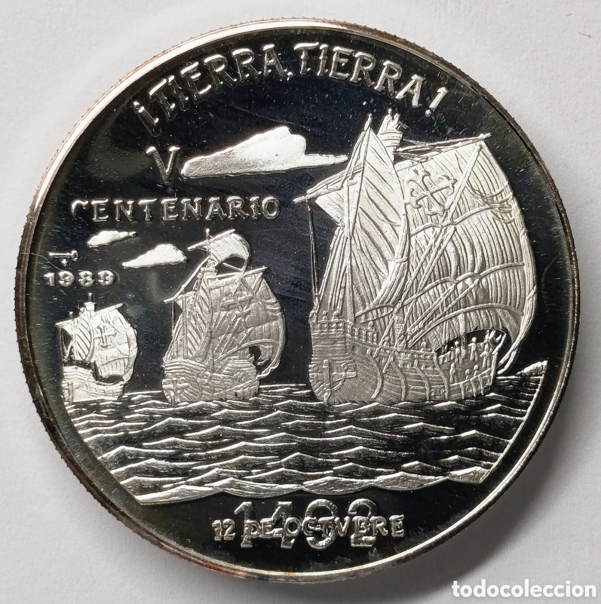 Monedas antiguas de Am&eacute;rica: CUBA. MONEDA DE 10 PESOS 1989 . &ldquo;V CENTENARIO&rdquo;. PLATA. PROOF. 20 grs. ,999