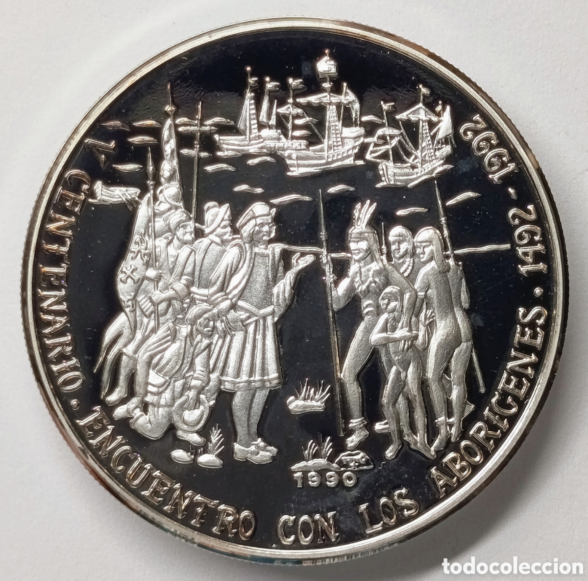 Monedas antiguas de Am&eacute;rica: CUBA. MONEDA DE 10 PESOS 1990 . &ldquo;V CENTENARIO&rdquo;. PLATA. PROOF. 20 grs. ,999.