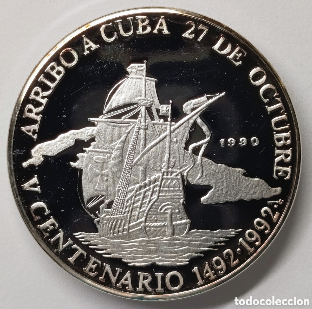 Monedas antiguas de Am&eacute;rica: CUBA. MONEDA DE 10 PESOS 1990 . &ldquo;V CENTENARIO&rdquo;. PLATA. PROOF. 20 grs. ,999.