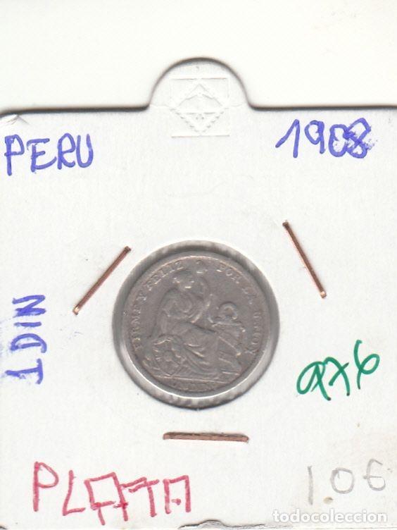 Monedas antiguas de Am&eacute;rica: CR0976 MONEDA PERU 1 DIN 1908 PLATA - Foto 1