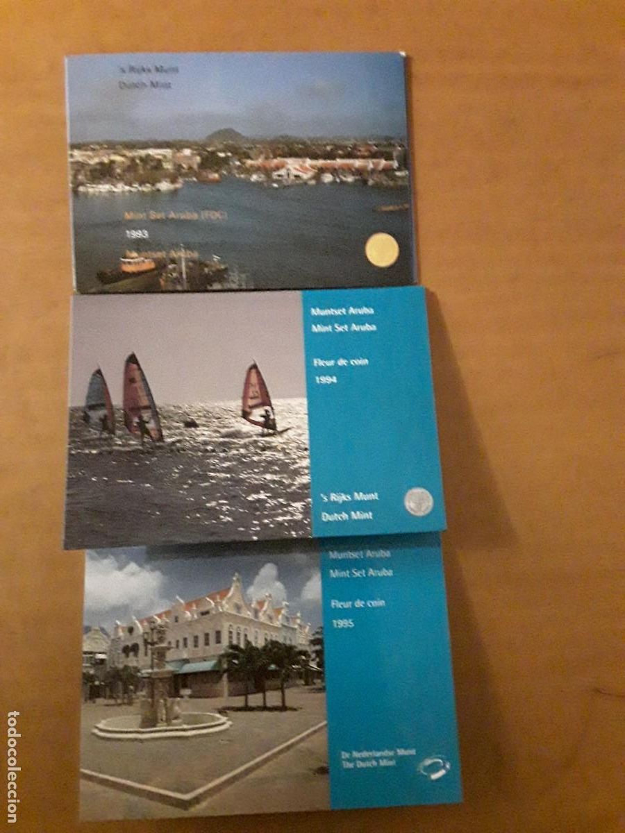 Monete antiche di America: ARUBA - LOTE CARTERAS OFICIALES A&Ntilde;O 1993 + 1994 + 1995. SIN CIRCULAR.
