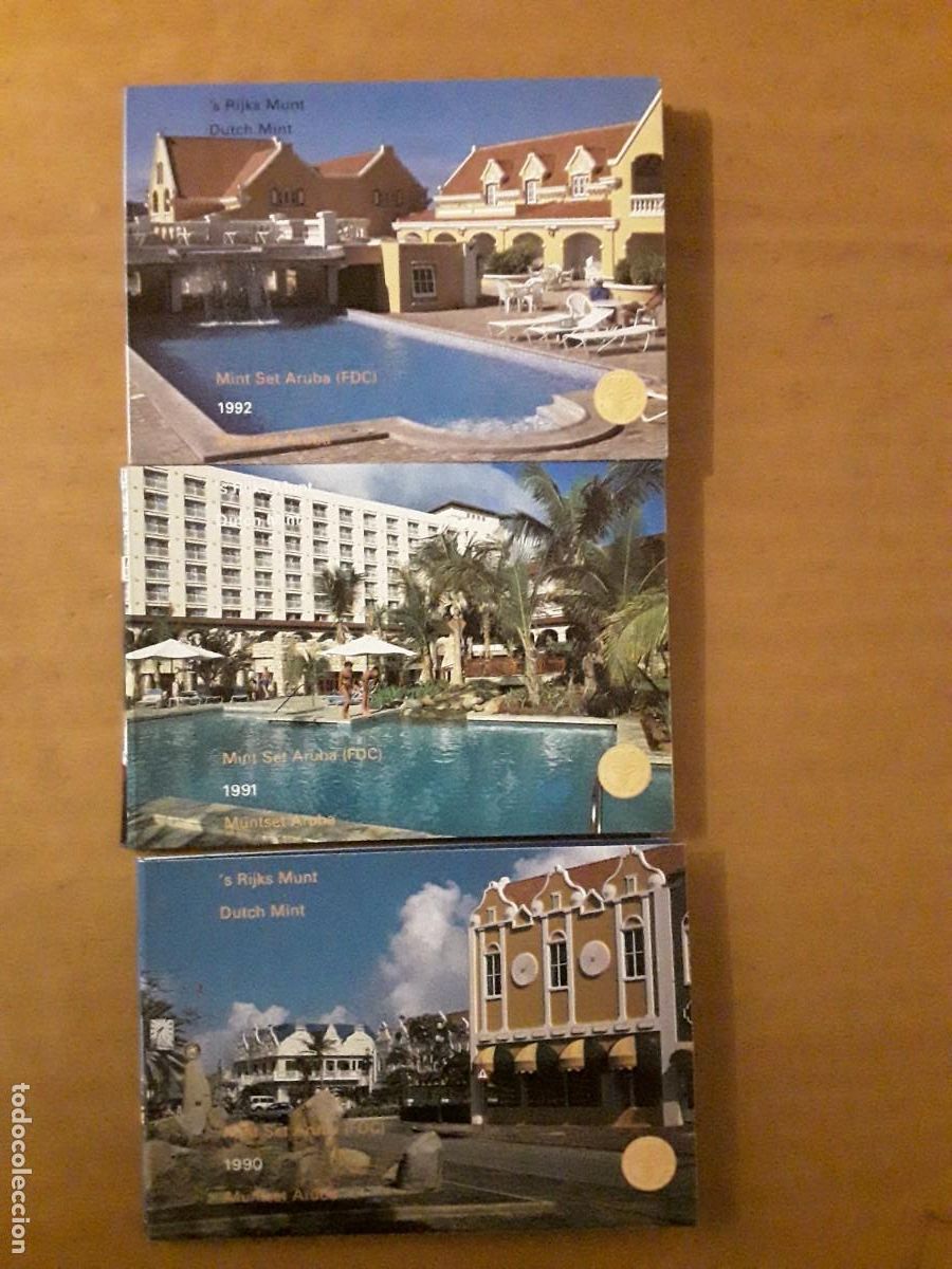 Monete antiche di America: ARUBA - LOTE CARTERAS OFICIALES A&Ntilde;O 1990+ 1991 + 1992. SIN CIRCULAR.