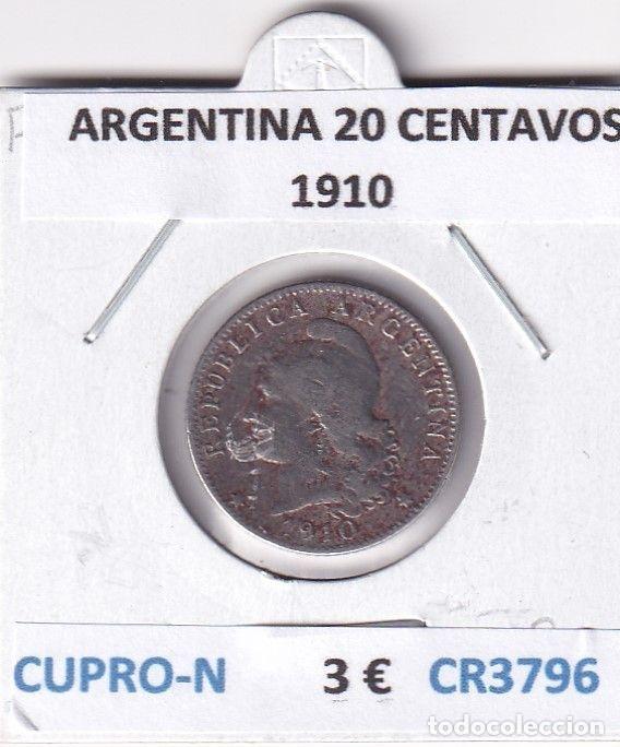 Monedas antiguas de Am&eacute;rica: CR3796 MONEDA ARGENTINA 20 CENTAVOS 1910 CURPONIQUEL