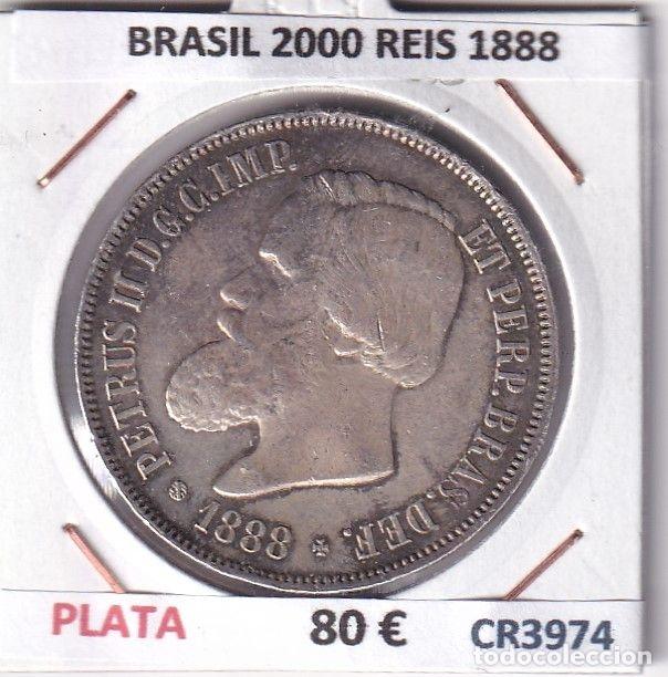 Moedas antigas da Am&eacute;rica: CR3974 MONEDA BRASIL 2000 REIS 1888 PLATA