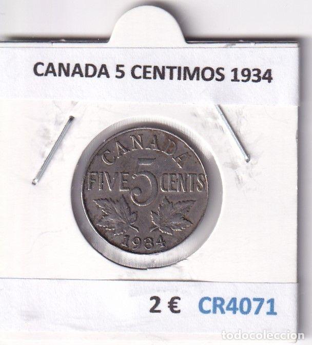 Monedas antiguas de Am&eacute;rica: CR4071 MONEDA CANADA 5 CENTIMOS 1934 - Foto 1