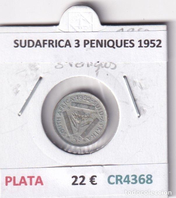 Monete antiche di America: CR4368 MONEDA SUDAFRICA 3 PENIQUES 1952 PLATA