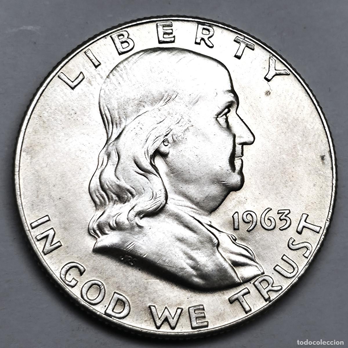 Moedas antigas da Am&eacute;rica: MONEDA PLATA ESTADOS UNIDOS 1/2 DOLAR LIBERTY 1963 D. SC