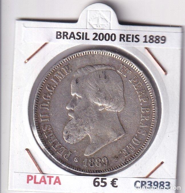 Old Coins of America: CR3983 MONEDA BRASIL 2000 REIS 1889 PLATA