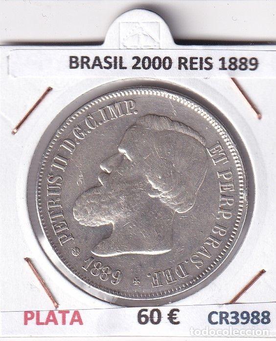 Monnaies anciennes d'Am&eacute;rique: CR3988 MONEDA BRASIL 2000 REIS 1889 PLATA