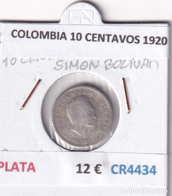 Monete antiche di America: CR4434 MONEDA COLOMBIA 10 CENTAVOS 1920 PLATA
