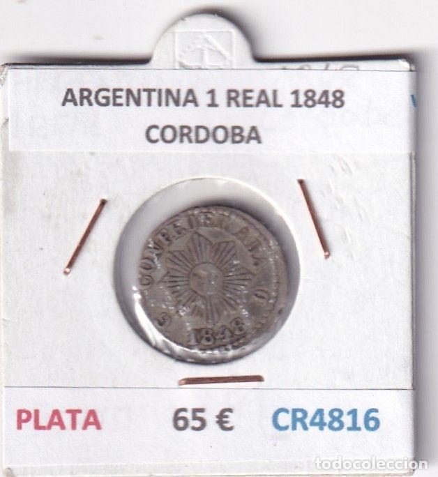 Alte M&uuml;nzen aus Amerika: CR4816 MONEDA ARGENTINA 1 REAL 1848 CORDOBA PLATA