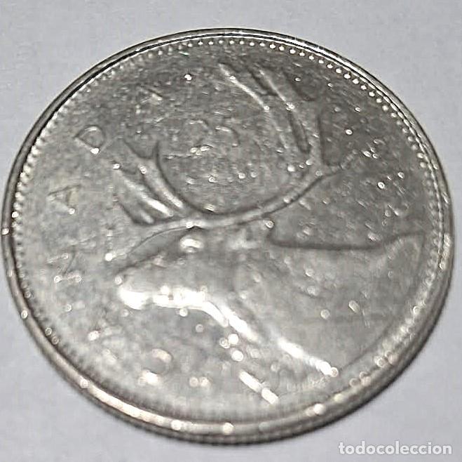 Monedas antiguas de Am&eacute;rica: Canad&aacute;, 25 C&eacute;ntimos 1982, KM#74. Usada, la de la foto.