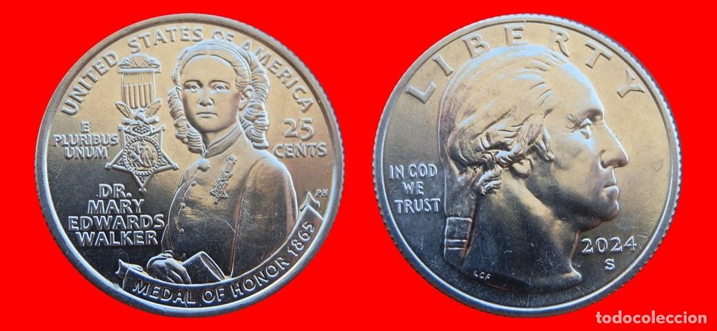 Monedas antiguas de Am&eacute;rica: 25 CENTAVOS QUARTER 2024-S MARY EDWARDS SIN CIRCULAR USA-9766SC