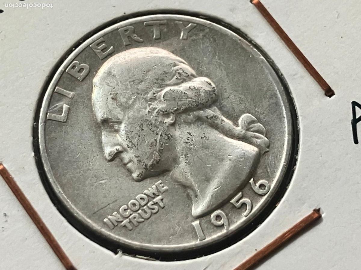 Monedas antiguas de Am&eacute;rica: Moneda plata Estados Unidos 1956 - 25 centavos Washington Quarter