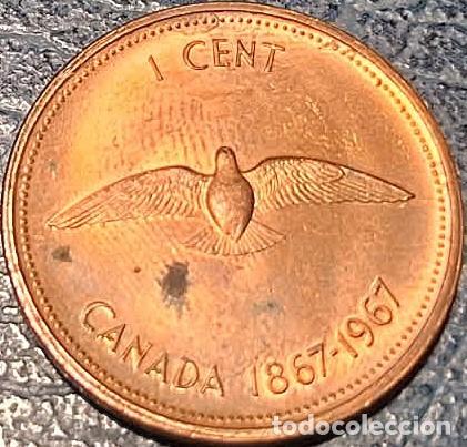 Monedas antiguas de Am&eacute;rica: Canad&aacute;, 1 C&eacute;ntimo 1967, KM#65. Restos de brillo original. Usada, la de la foto.