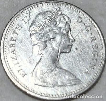 Monedas antiguas de Am&eacute;rica: Canad&aacute;, 10 C&eacute;ntimos 1965, KM#51./ PLATA, con rayas, la de la foto.